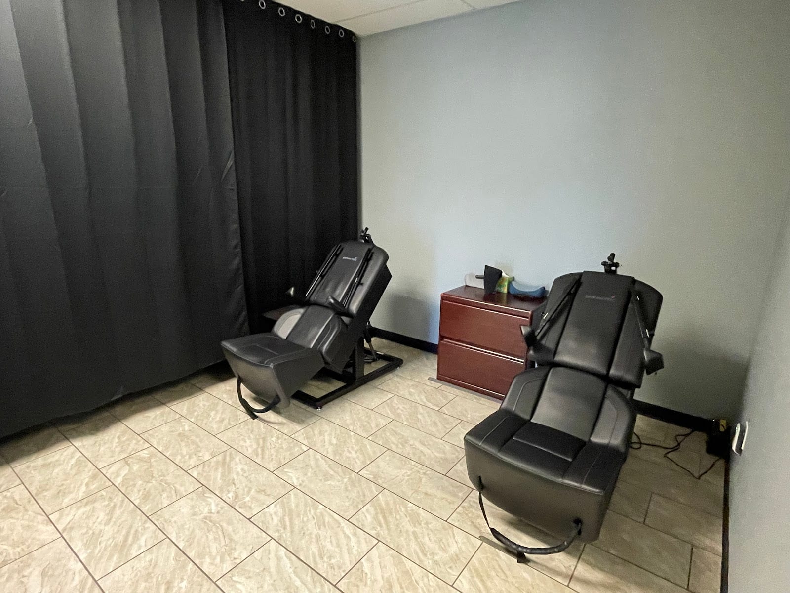 Two treatment chairs in a quiet treatment room